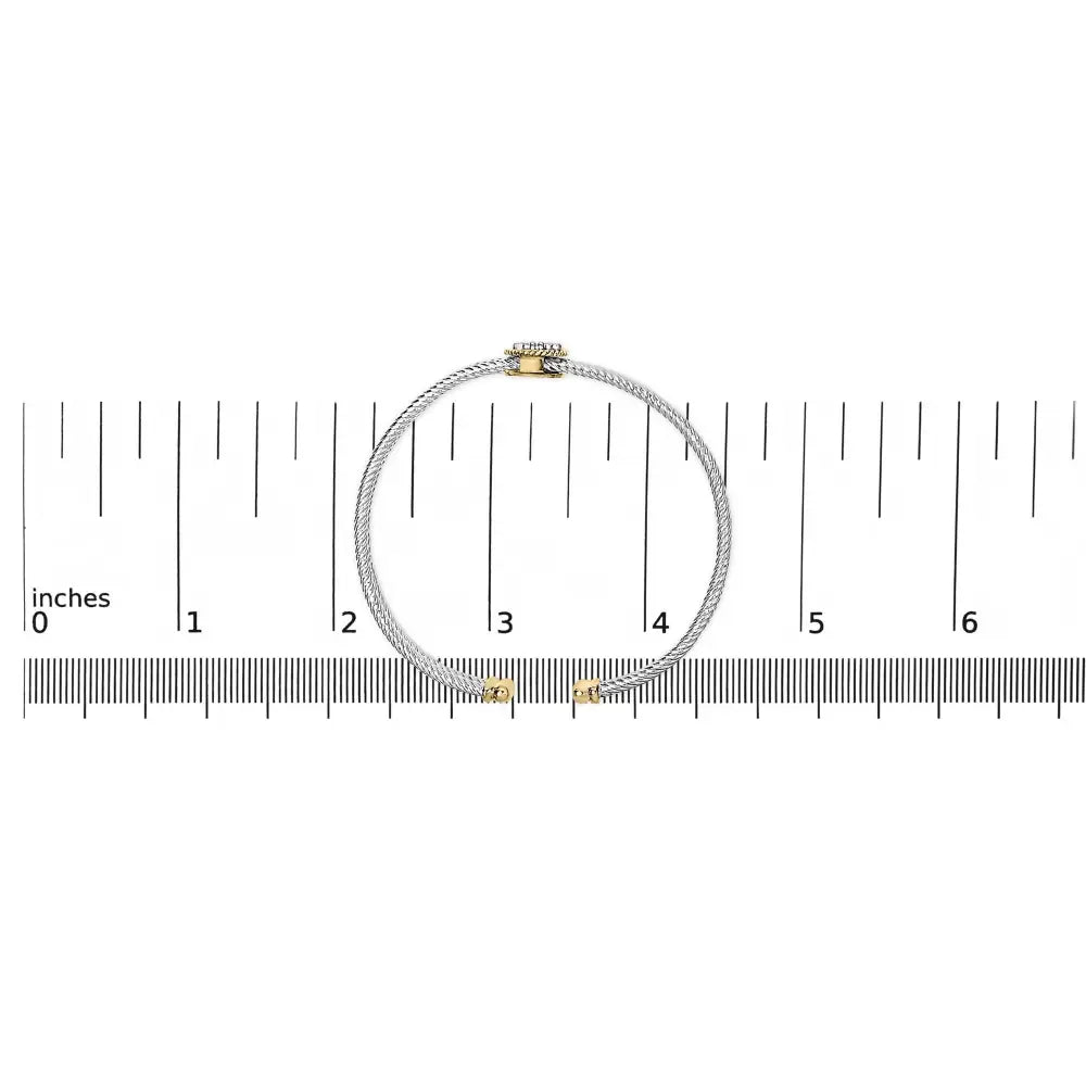 Diamond Dragonfly Bangle in 18K Gold Plated Sterling Silver 7.75 Inch