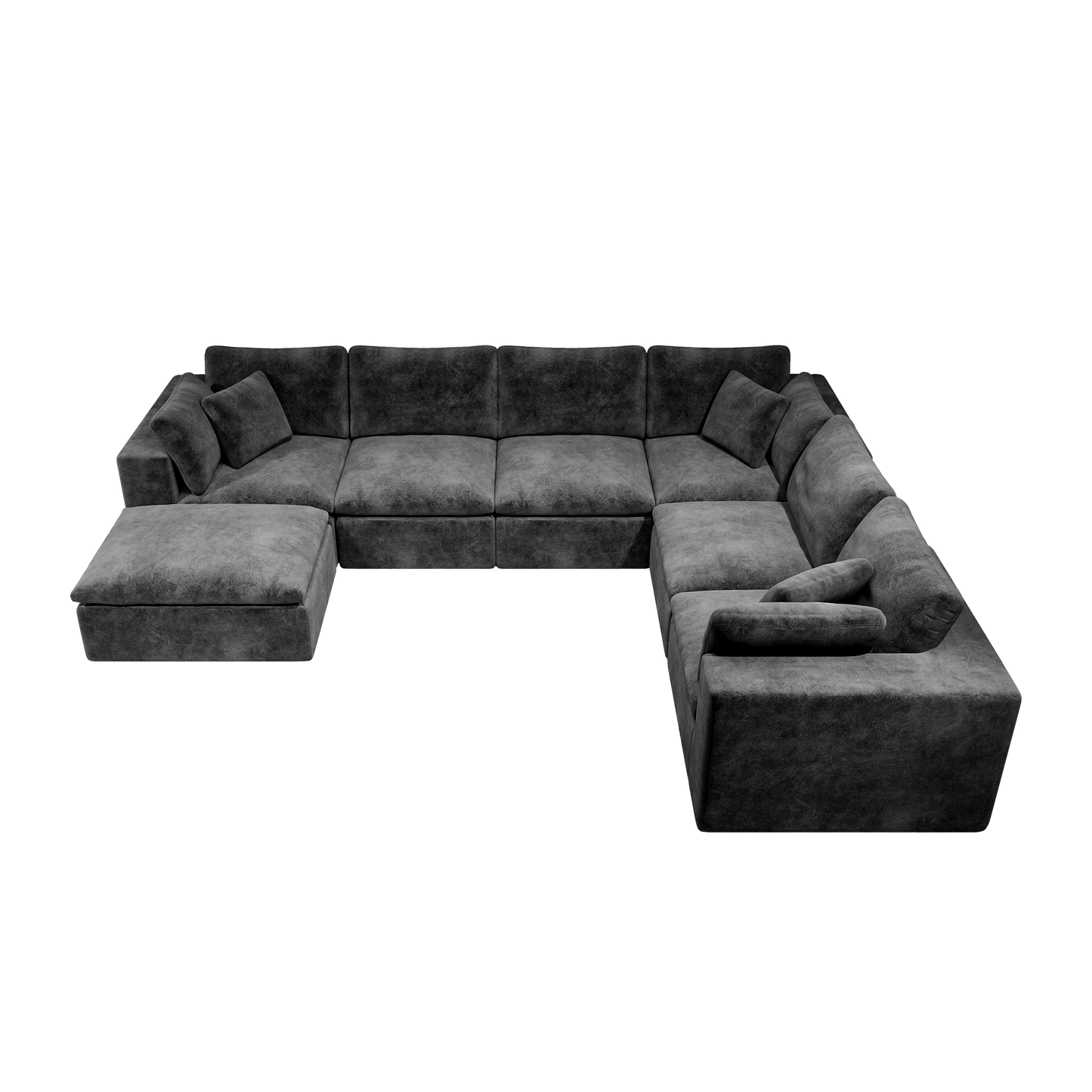 Sectional Sofa L-Shape Corner Corduroy Gray 7 Seat Chaise No Assembly