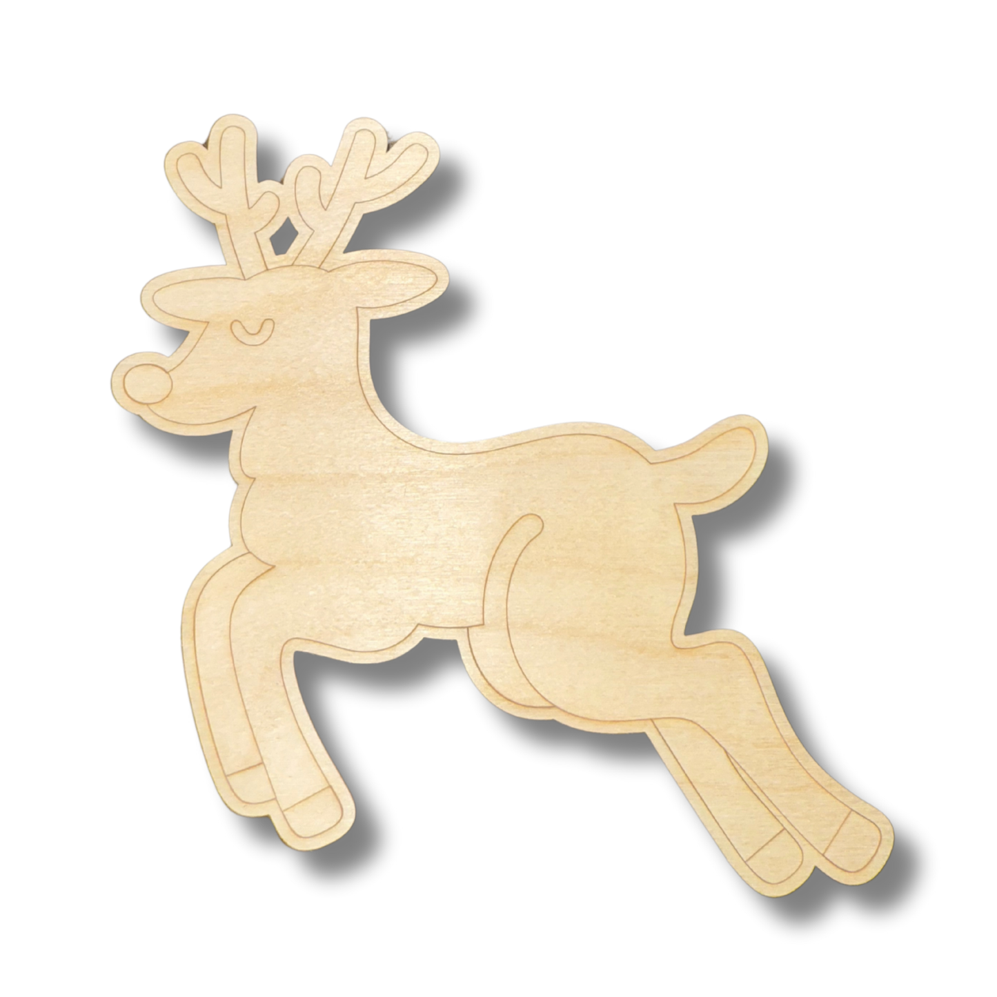 Unfinished Wood Etched Prancing Reindeer Shape | Paint By Line Crafts | up to 30" DIY