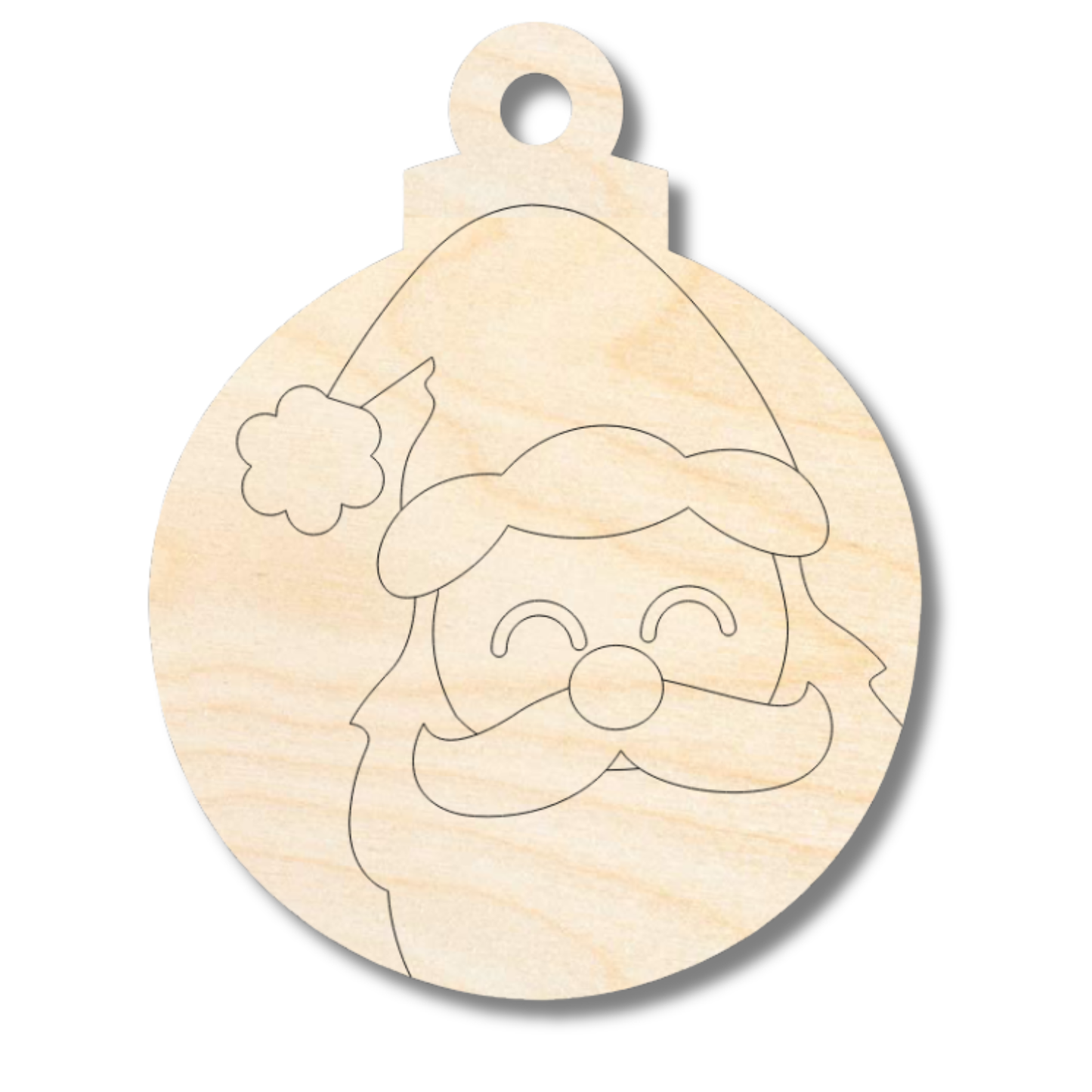 Unfinished Wood Etched Santa Ornament Shape | Paint By Line Crafts | up to 30" DIY