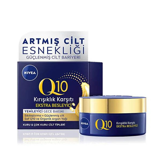 Nivea Anti-Aging Night Cream with Q10 and Argan Oil - Nourishing, Rejuvenating, Wrinkle Reduction Cream for Softer, Firmer Skin
