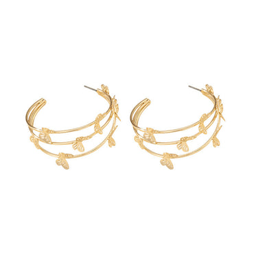 Fashion Sweet Double Layer Butterfly Stud Earrings & Hoop Earrings, Hollow Out Unique Design Women Earrings, High-End Temperament Stud Ear Jewelry