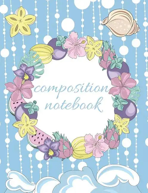 Composition Notebook: Tropical Beach Design, Collage Ruled Pages - Paperback
