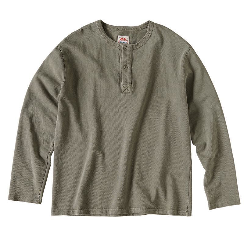 American-style Vintage Henley T-shirt For Men