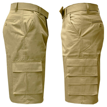 2-Pack: Men's 13” Fitted Belted 7-Pocket Cargo Shorts