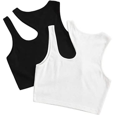2-Pack: Women's Cropped Knit Tank Top