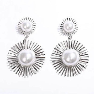 2-Pairs: Women's Imitation Pearl Alloy Earrings