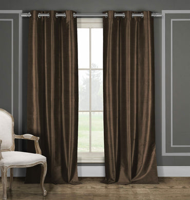 2-Piece Set: Blackout Faux Silk Foamback Room Darkening Grommet Window Curtains Pair Panel