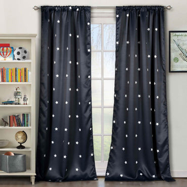 2-Piece Set: Stars Blackout Window Curtain Pair Panel