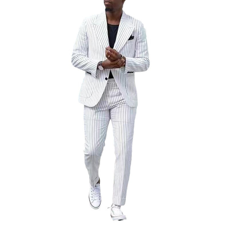 Mens Business-Casual Suit Pants Two-Piece Set