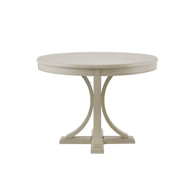 Round Dining Table 44" – Antique Cream Wood Veneer Top & Solid Wood Pedestal Legs