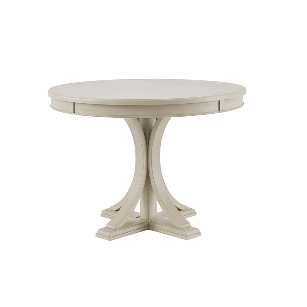 Round Dining Table 44" – Antique Cream Wood Veneer Top & Solid Wood Pedestal Legs