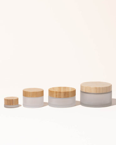 3.4oz / 100ml frosted glass & bamboo jar