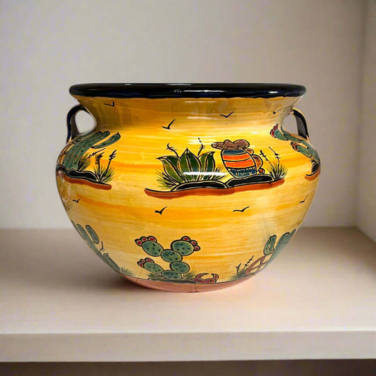 Extra Large Talavera Flower Pot | Hand-Painted Desert Design Planter