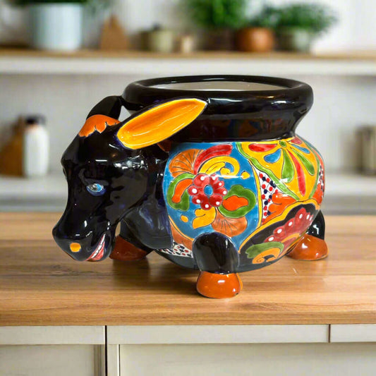 Vibrant Talavera Donkey Planter | Mexican Burro Pottery