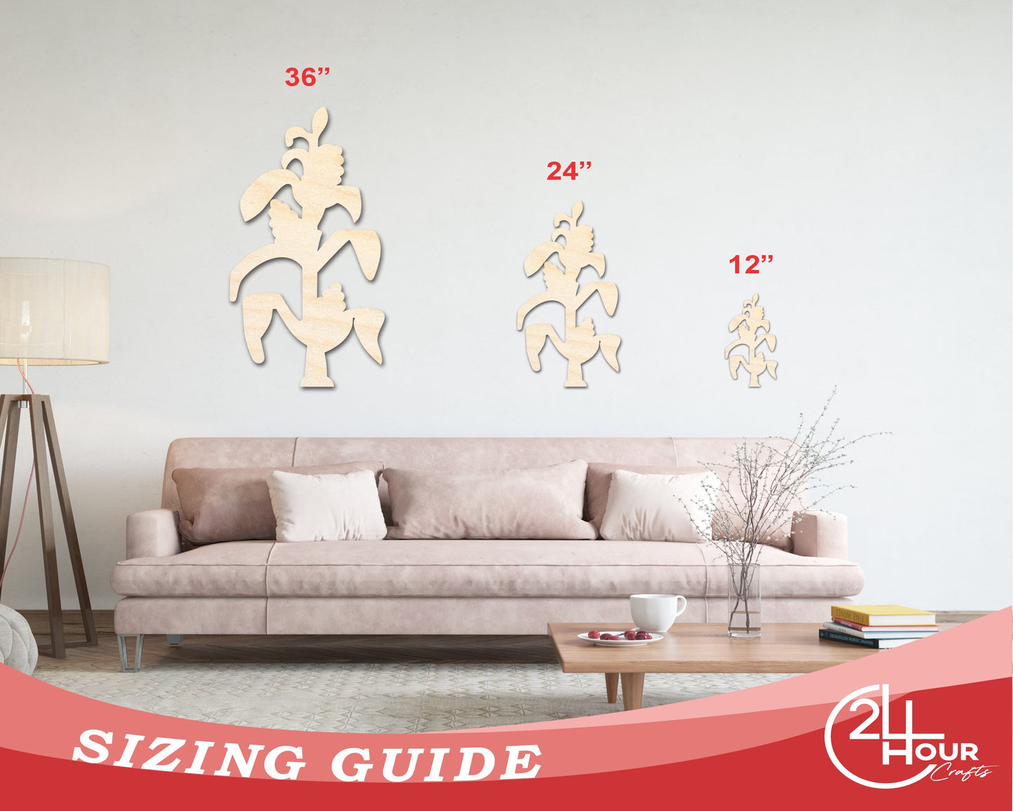 Unfinished Wood Corn Stalk Shape | Craft Cutout | up to 46" DIY