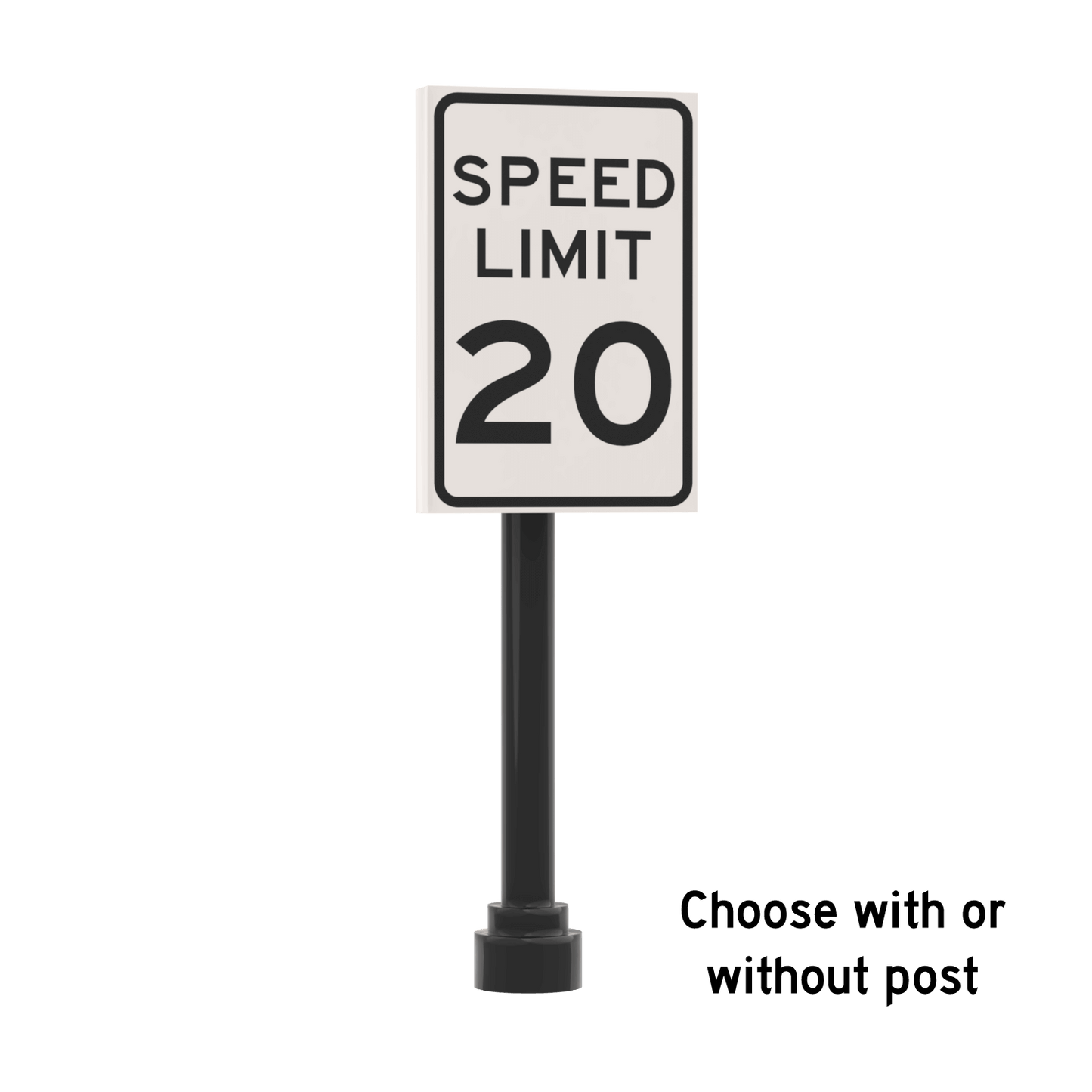 20 MPH Speed Limit Street Sign - Custom Printed 2x3 Tile - Made Using LEGO® Parts