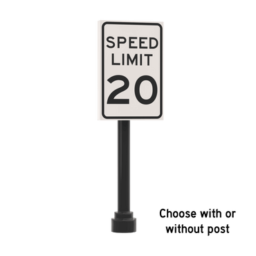 20 MPH Speed Limit Street Sign - Custom Printed 2x3 Tile - Made Using LEGO® Parts