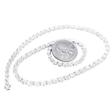 21.25CT Lab Grown Oval Diamond Graduated Tennis Necklace Platinum & 14K