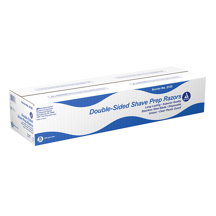 Dynarex Double Sided Shave Prep Razors, 100ea/bx, 5bxs/case (500 Count)