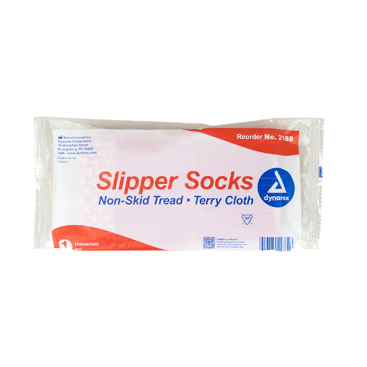 Dynarex One Side Universal Size Slipper Sock, Red, 48pairs/case (48 Count)
