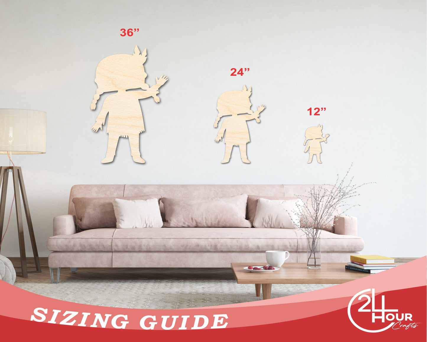 Unfinished Wood Native Girl Shape | Craft Cutout | up to 46" DIY