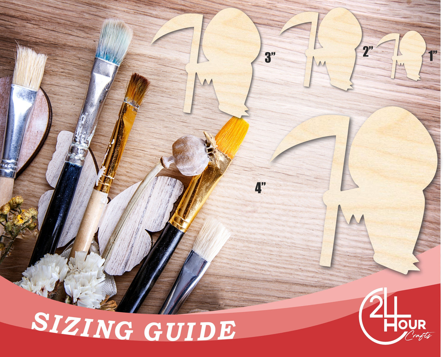 Unfinished Wood Grim Reaper Shape | Craft Cutout | up to 46" DIY