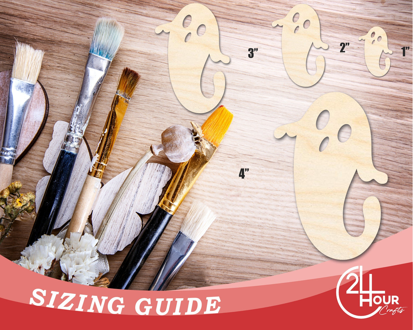 Unfinished Wood Ghost Shape | Craft Cutout | up to 46" DIY