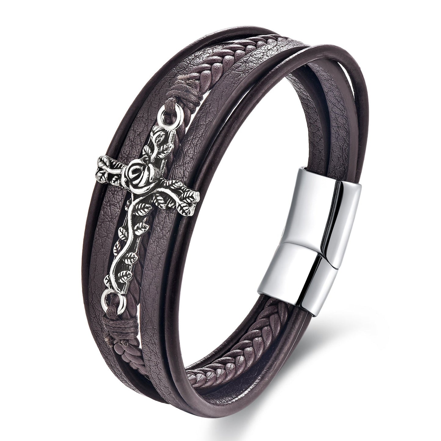 Retro Multi-layer Stainless Steel Creative Cross Bracelet