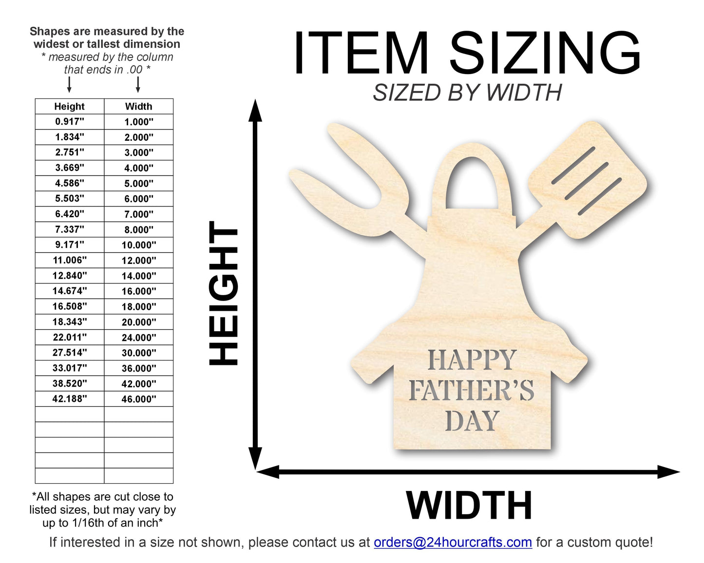 Unfinished Happy Father's Day Grill Apron Shape | DIY Craft Cutout | up to 46" DIY