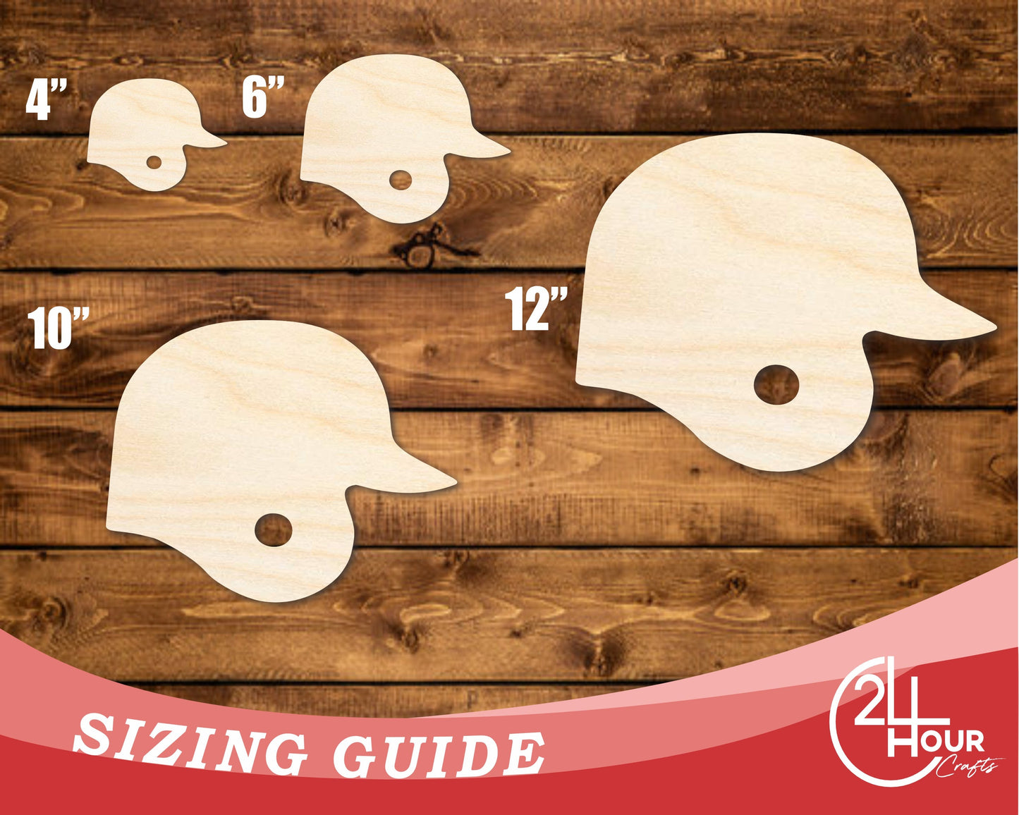 Unfinished Wood Baseball Helmet Shape | DIY Craft Cutout | up to 46" DIY