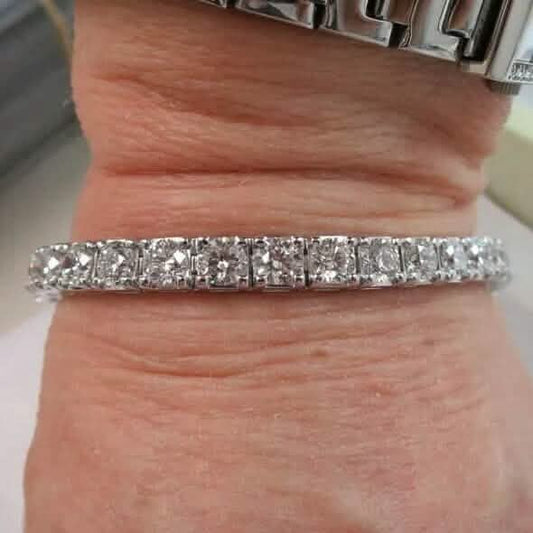 25 Ct Round Diamond Tennis Bracelet 14K Gold Lab Grown IGI Cert D-F VS