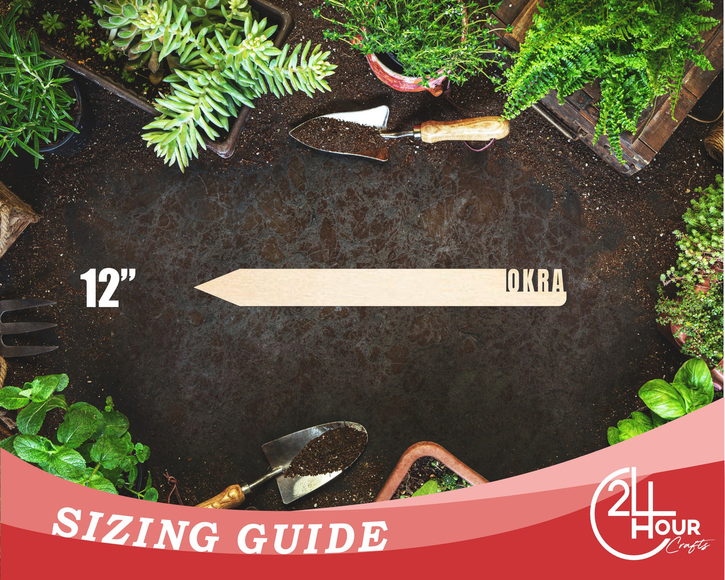 Unfinished Wood Okra Garden Stake | DIY Craft Cutout | up to 24" DIY