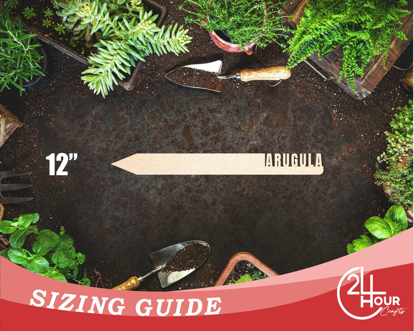 Unfinished Wood Arugula Garden Stake | DIY Craft Cutout | up to 24" DIY
