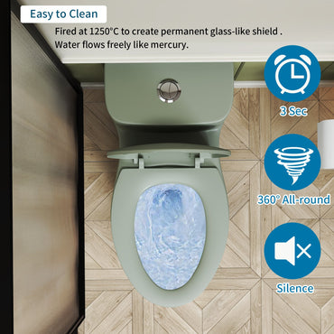 1.1/1.6 GPF Tornado Flush One-Piece Toilet ADA Height 17in, Dual Flush, Green
