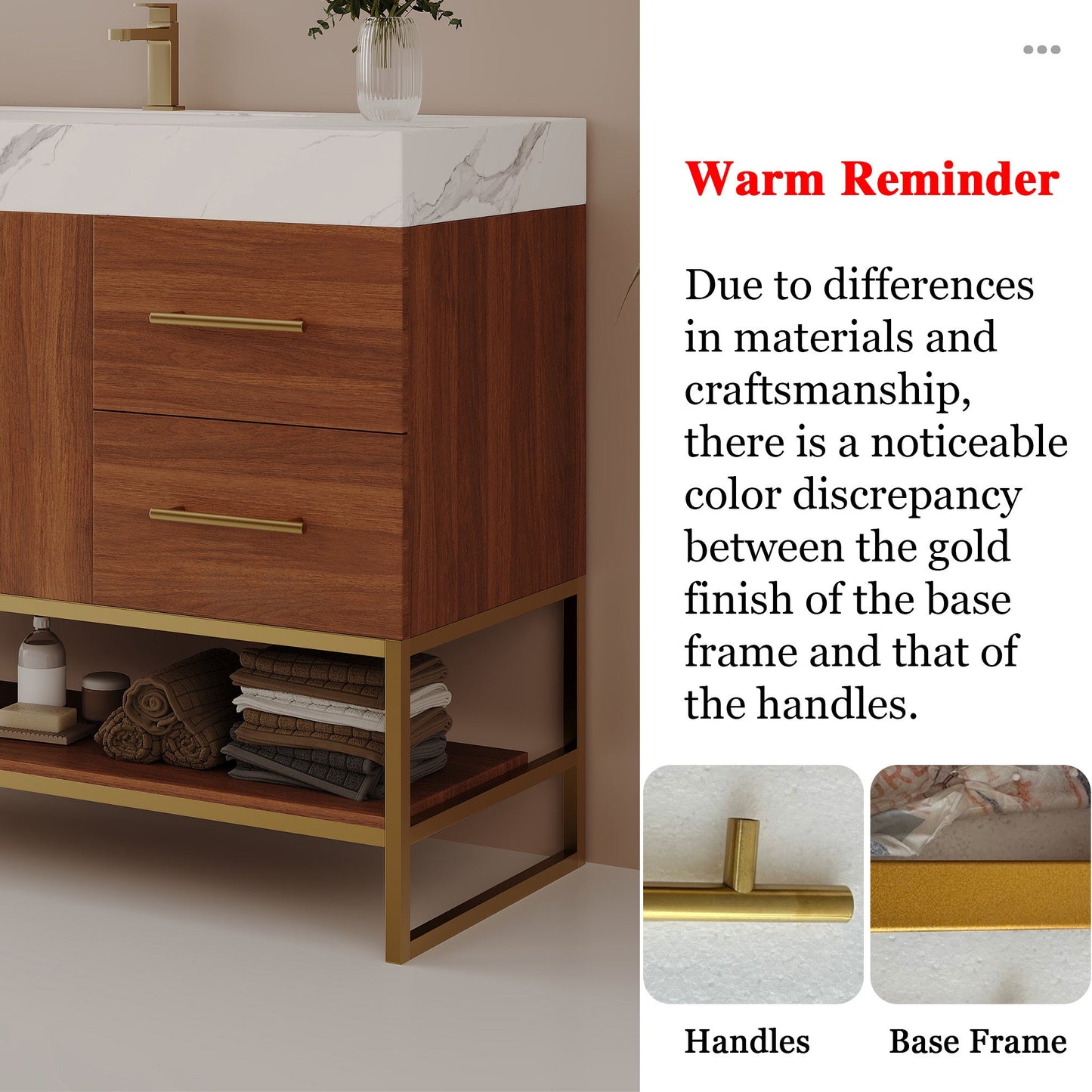 36' Modern Free-Standing Bathroom Vanity with Seamless Ceramic Sink & Sintere...