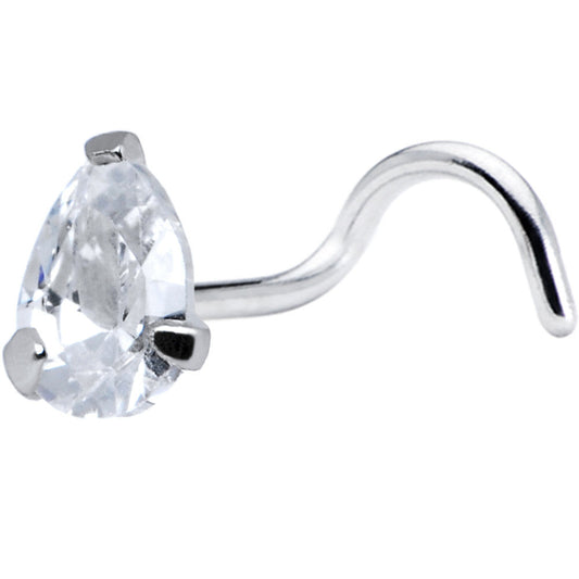 925 Clear 3mm CZ Teardrop Nose Ring Created with Crystals