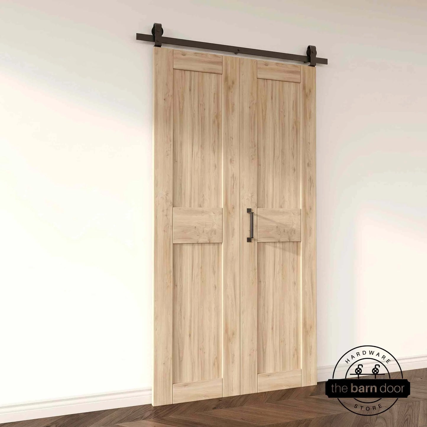 J Top Mount Bifold Barn Door Hardware | Matte Black | 2 Door Kit