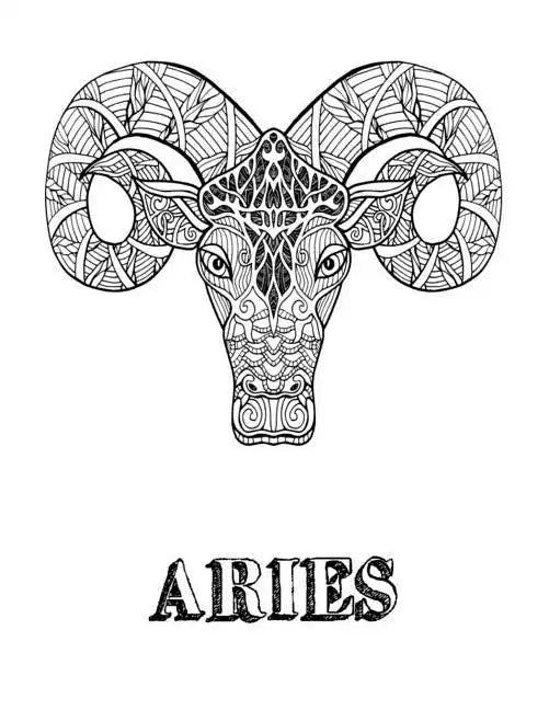 Aries: Coloring Book With Three Different Styles of All Twelve Zodiac Including Symbols, Signs and Patterns. 36 Coloring Pages. 8.5 x 11 - Paperback