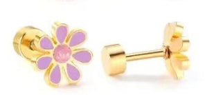 European And American-style Stainless Steel Oil-dripping Seven-petal Flower Stud Earrings