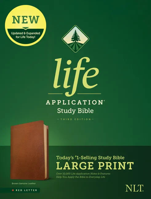 NLT Life Application Study Bible, Third Edition, Large Print (Red Letter, Genuine Leather, Brown) - Leather