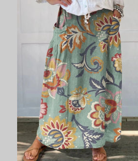 Independent-site Casual Retro Floral Vacation Dress Elegant Commuter Floral Skirt For Spring And Summer