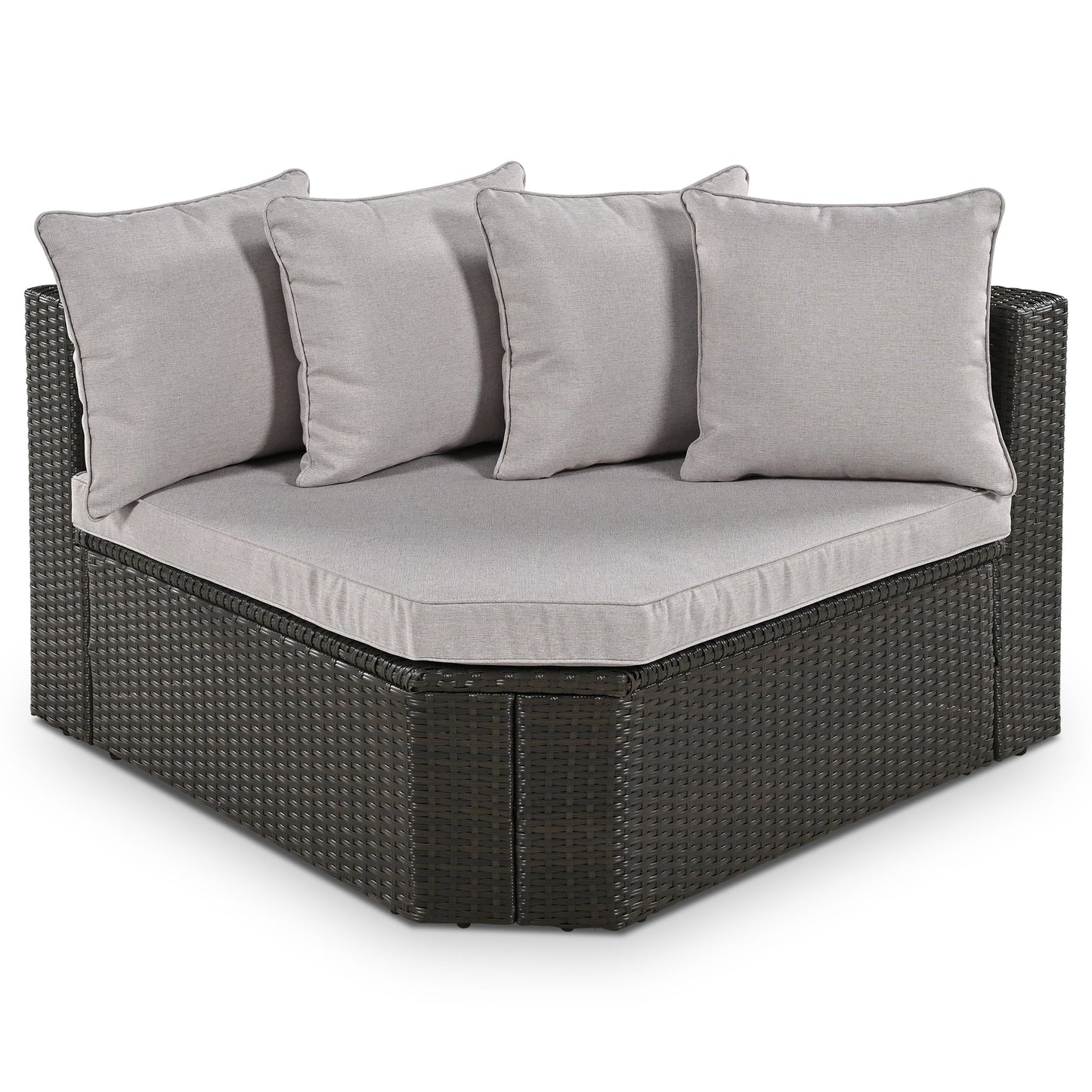 Outdoor Wicker Sofa Set Brown 7 Piece Colorful Pillows Seats 6