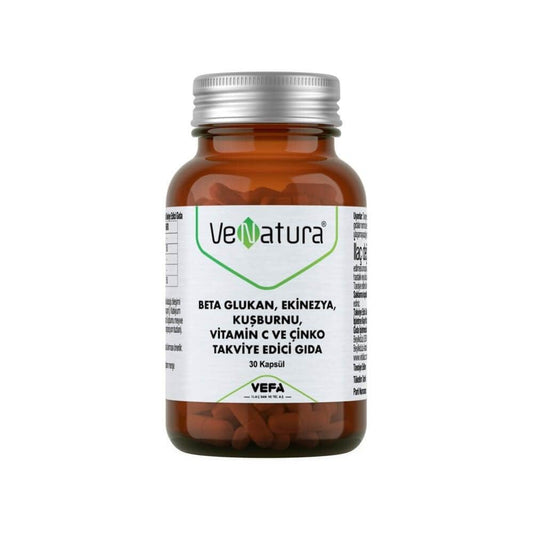 VeNatura Immune Support Supplement - Beta Glukan, Vitamin C, Zinc, Echinacea & Rosehip - 30 Capsules