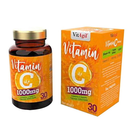 VitAgil Vitamin C Supplement 1000 mg - Immune Support & Energy Boost for Adults, 30 Tablets