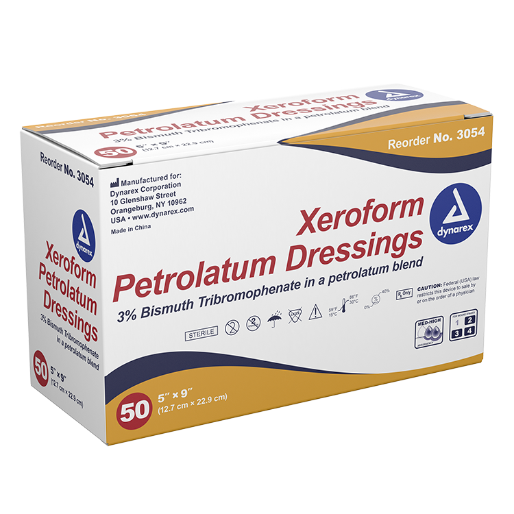 Dynarex Xeroform Gauze Dressing, 5" x 9", 50ea/bx 4bxs/cs (200 Count)