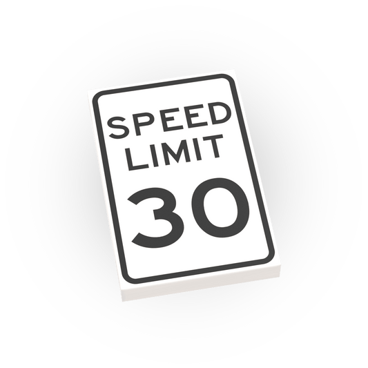 30 MPH Speed Limit Street Sign - Custom Printed 2x3 Tile - Made Using LEGO® Parts