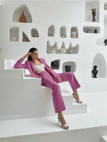 New Professional Pink Ladies Fashion Blazer pants Suit for women