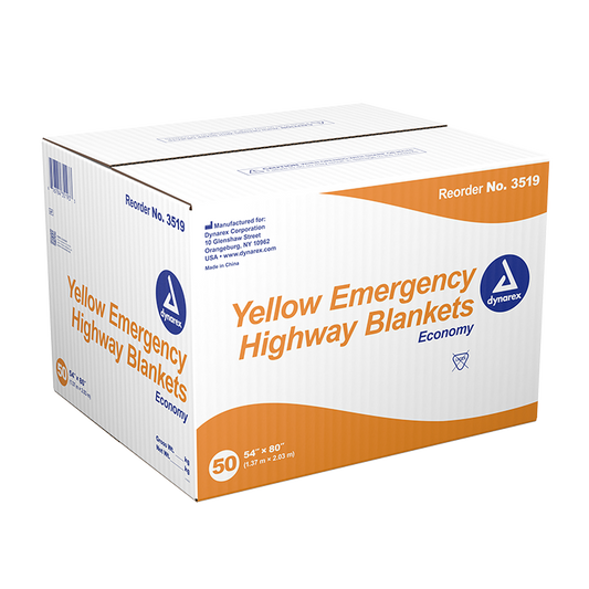 Dynarex Yellow Emergency Highway Blanket Economy - 54" x 80" (50 Count)