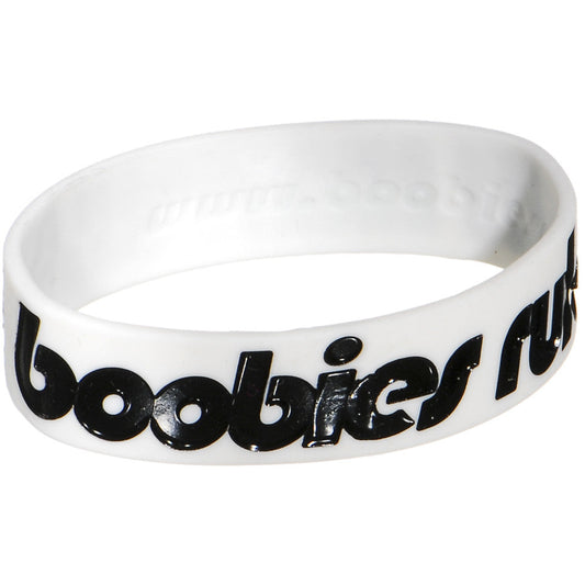 Black White Green Boobies Rule Awareness for Breast Cancer Bracelet